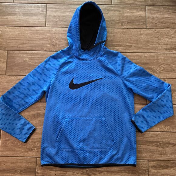 Nike Tops - Nike Dri-Fit Women’s Pullover Center Swoosh Blue Hoodie Size Large
